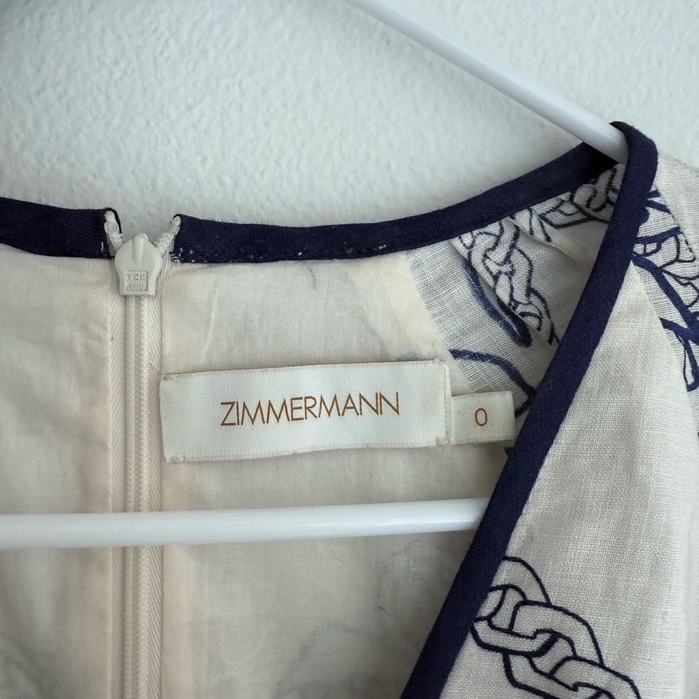 Zimmermann navy/white puffer sleeve dress size 0 - Picture 3 of 5